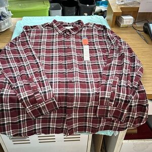 Casual Burgundy Plaid Button-Down Shirt